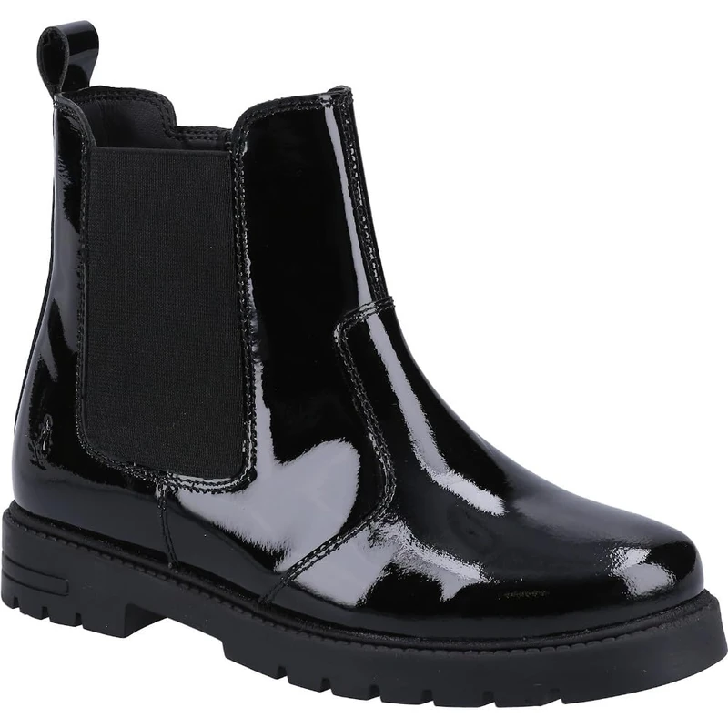 Hush Puppies Girl's Laura Patent Junior Chelsea Boot, Black, 13 UK Child Narrow