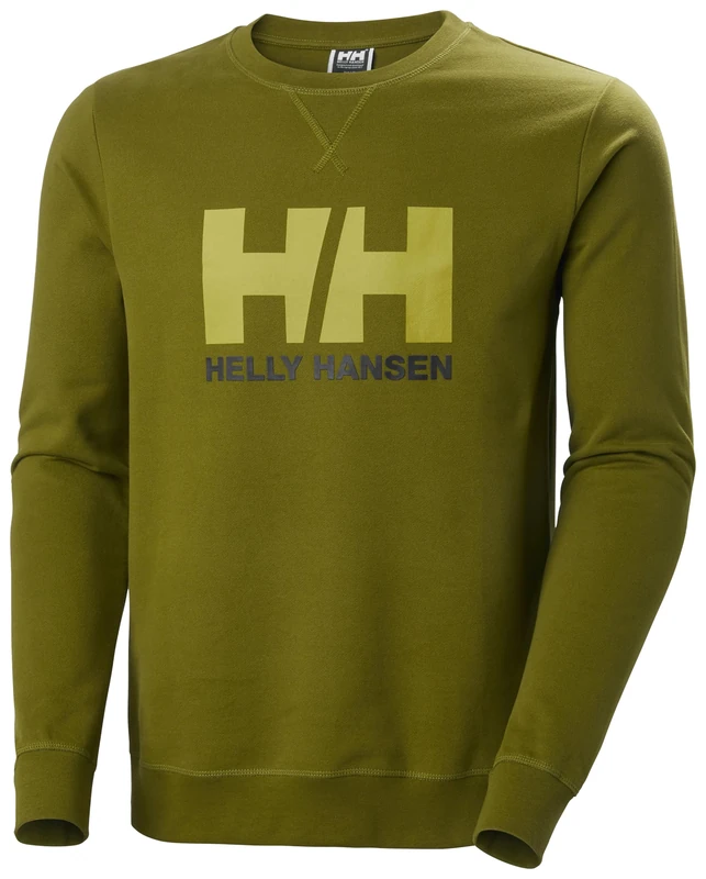 Helly Hansen Mens HH Logo Crew Sweater, Olive Green, M