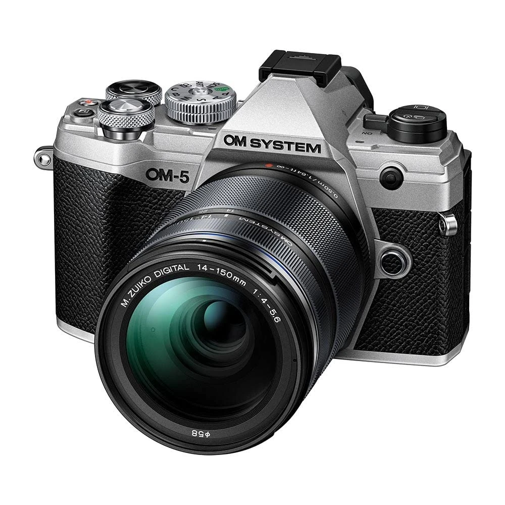 OM SYSTEM OM-5 Micro Four Thirds System Camera incl. lens M.Zuiko Digital 14-150mm F4-5.6 II, 20 MP Live MOS Sensor, Improved 5-Axis Image Stabilisation, IP53, Handheld High Res Shot, Silver/Black