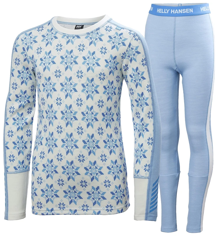 Helly Hansen Junior Unisex Jr Graphic LIFA Merino Set, Bright Blue, 14