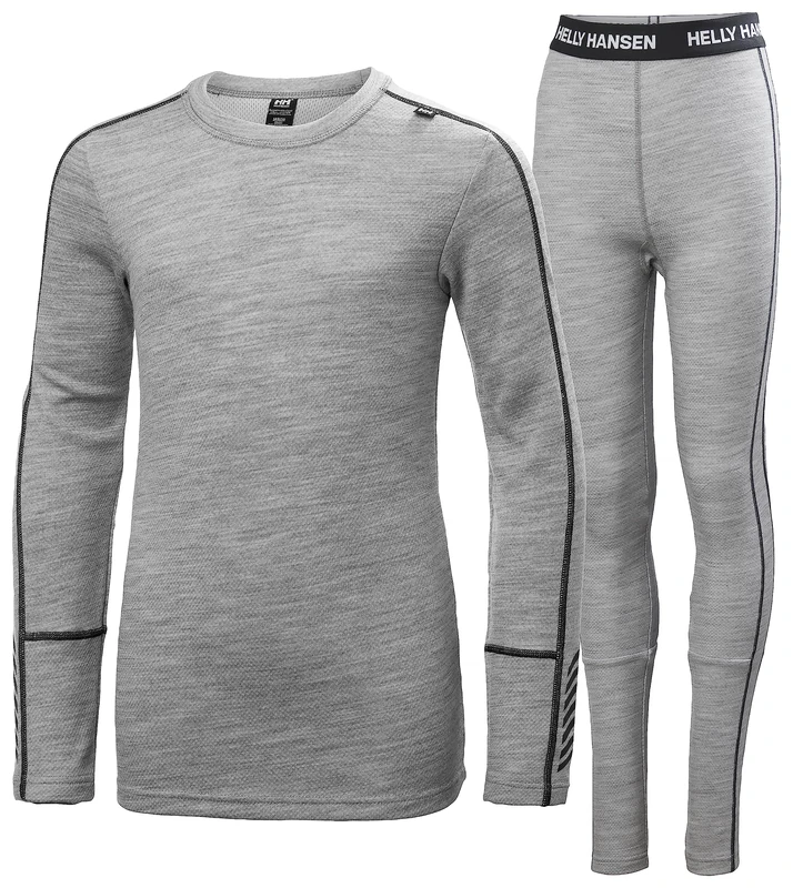 Helly Hansen Junior Unisex Jr LIFA Merino Midweight Set, Grey Melange, 10