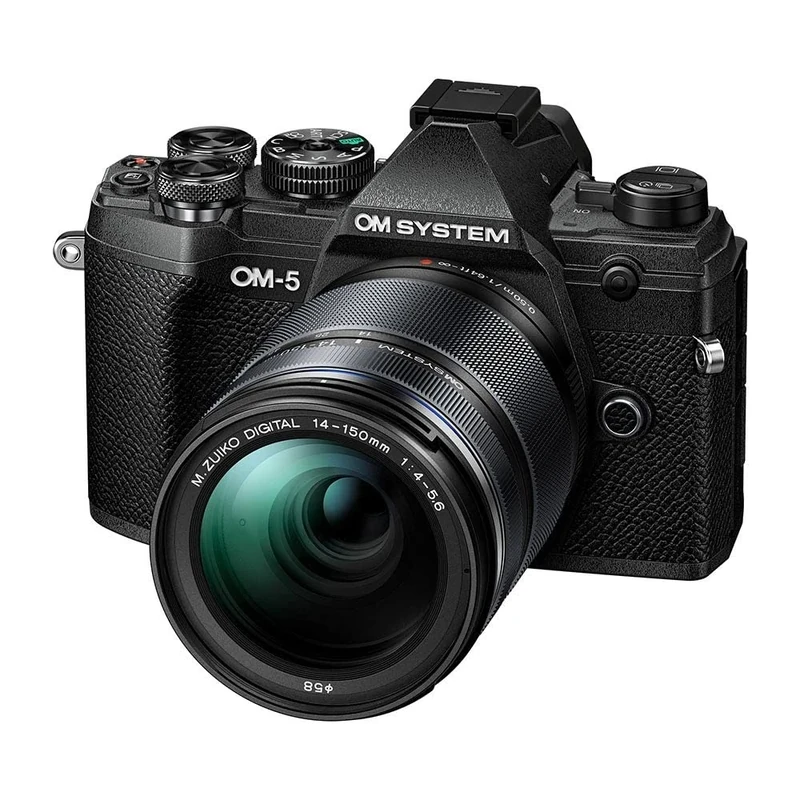 OM SYSTEM OM-5 Micro Four Thirds System Camera incl. lens M.Zuiko Digital 14-150mm F4-5.6 II, 20 MP Live MOS Sensor, Improved 5-Axis Image Stabilisation, IP53, Handheld High Res Shot, Black/Black