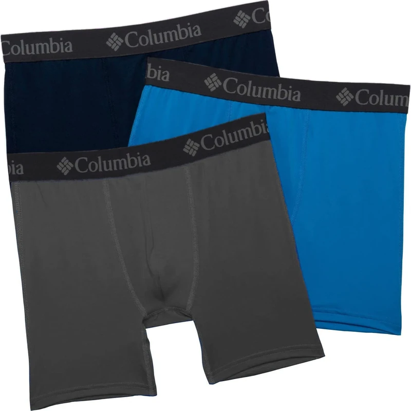 Columbia Men's Overall Mesh Boxer Brief 3 Pair, Charcoal/Compass Blue/Collegiate Navy, Large, Charcoal/Compass Blue/Collegiate Navy, L - Image 1