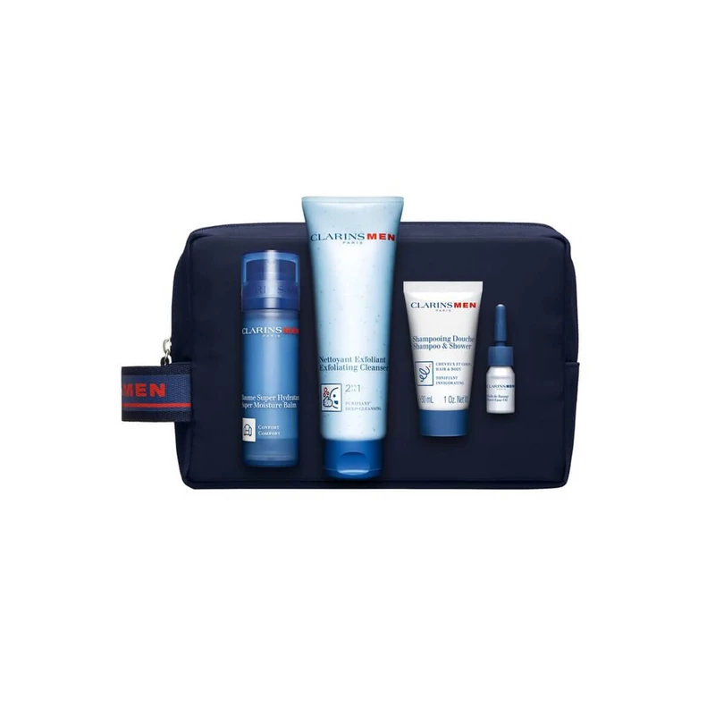 CLARINS 825-14359 Beauty Care Men Baume Hydratant for Men, Made for Daily Beauty and Care, 4-piece Gift Set