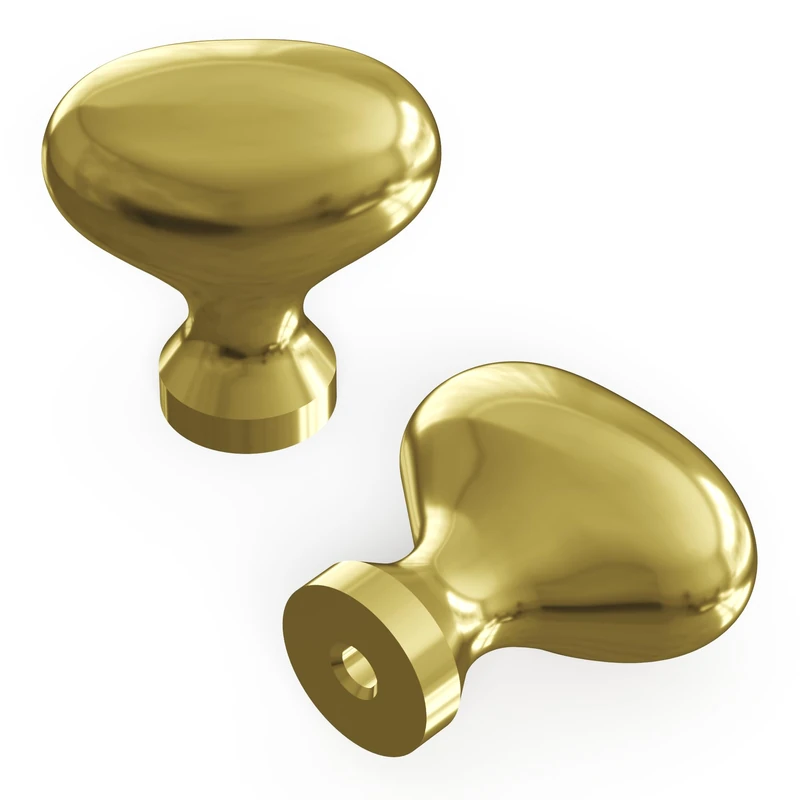 Hickory Hardware Williamsburg Collection Knob 1-1/4 Inch X 13/16 Inch Polished Brass Finish (10 Pack)