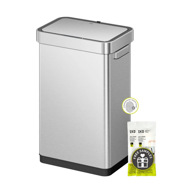 EKO Deluxe Mirage-T 50 Liter Touchless Motion Sensor Kitchen Bin, Matte Stainless Steel Finish Large Rectangular Trash Can for home and Office - Image 1