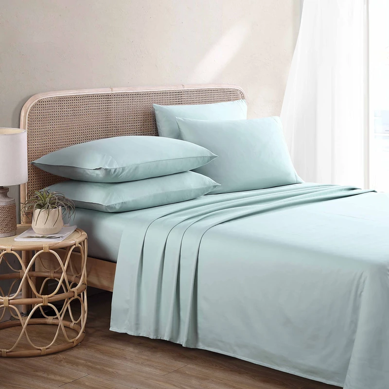 Tommy Bahama- Queen Sheet Set, 6-Piece Set, Luxurious Sateen Cotton-Rich Bedding Set with Bonus Pillowcases, Tropical Inspired Room Essentials (Solid Turquoise, Queen)