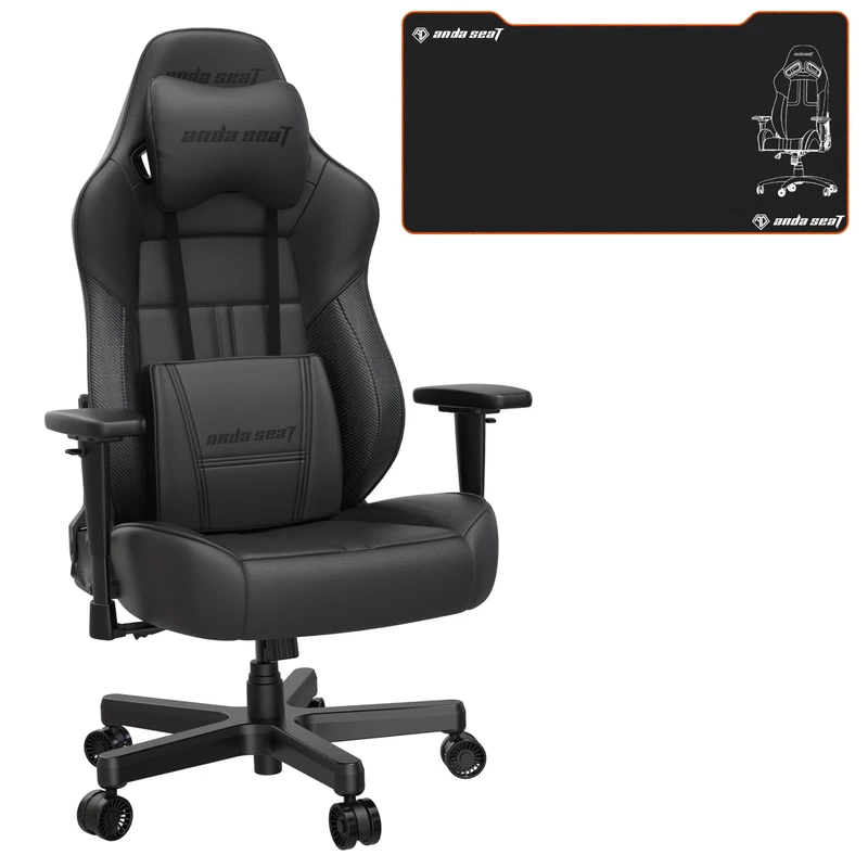 Anda Seat Dark Demon Dragon Pro Gaming Chair Black and Gaming Mouse Pad - Office Desk Chair Leather with Neck and Lumbar Support, Rubber Base Mousepad - Image 1
