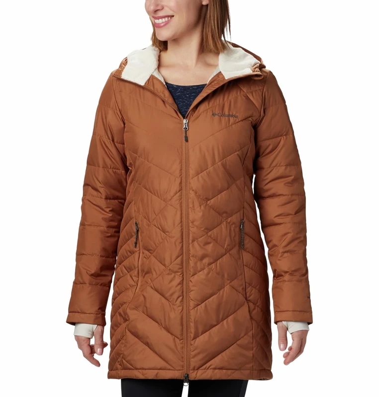 Columbia Women's Heavenly Hooded Puffer Jacket, Camel Brown, XS