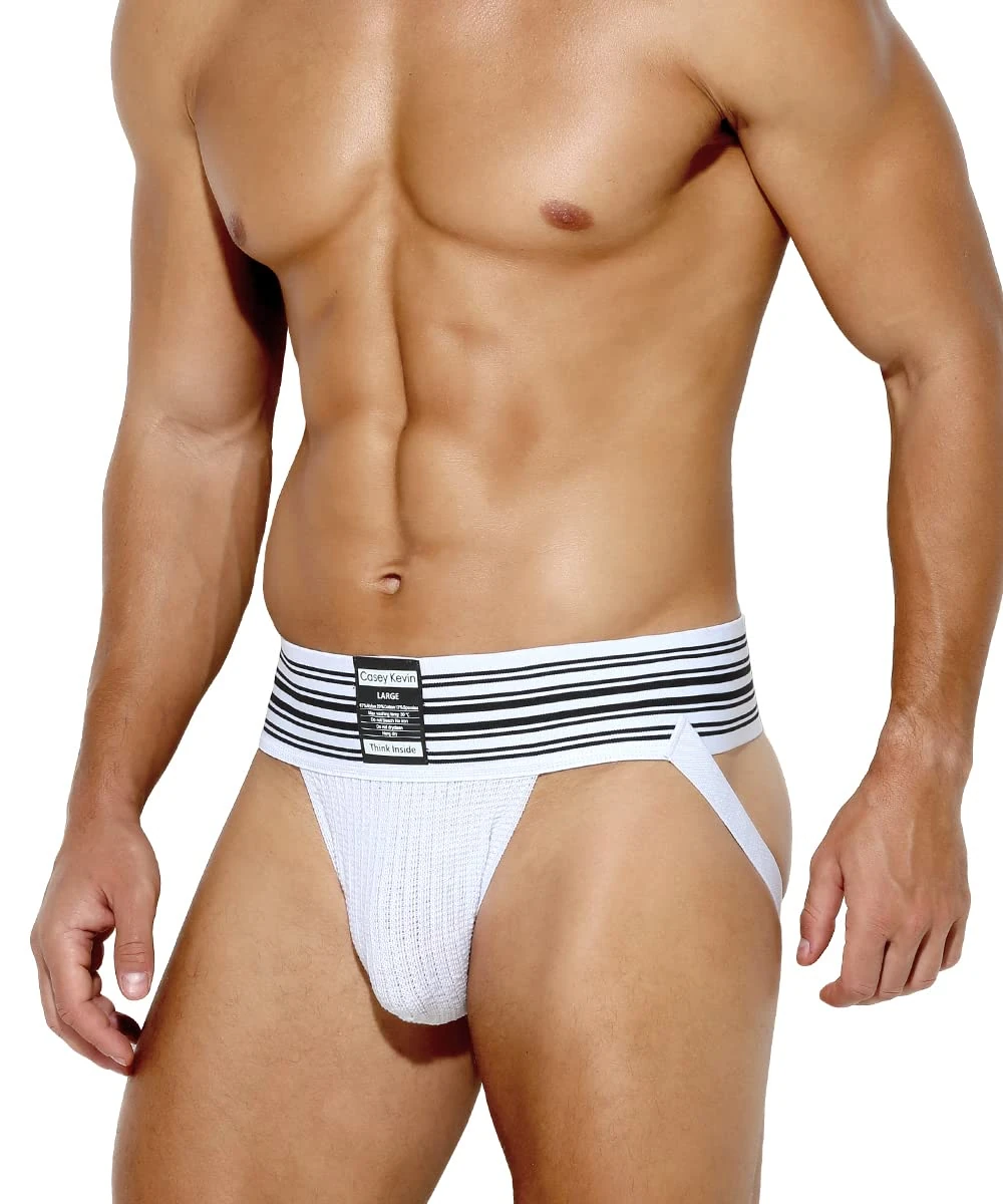 Casey Kevin Mens Jockstrap Sexy Underwear Breathable Athletic Supporter for Male Jock Strap,A1-ck2213-white,M