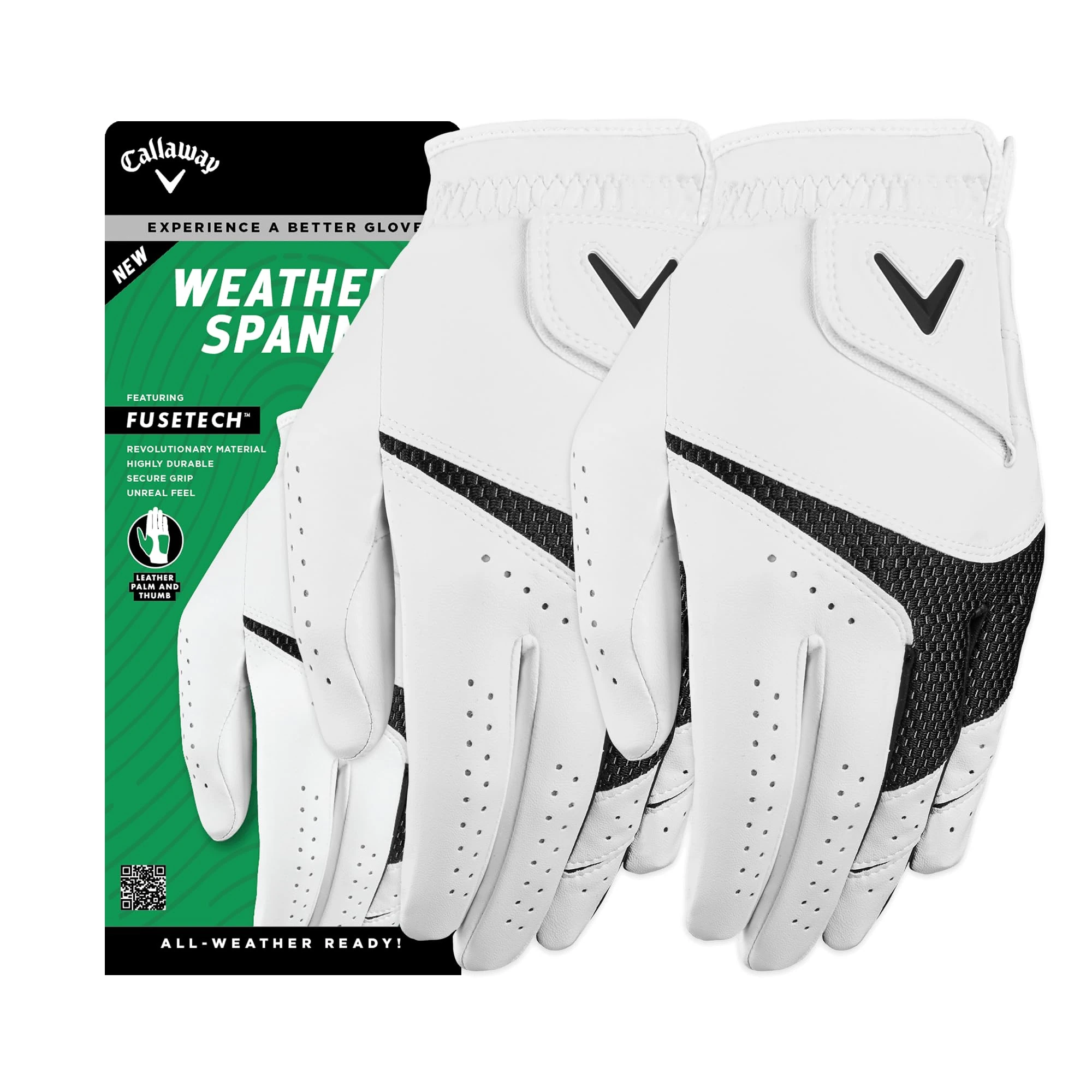 Callaway Golf Weather Spann Glove 2023 (2 pack), White