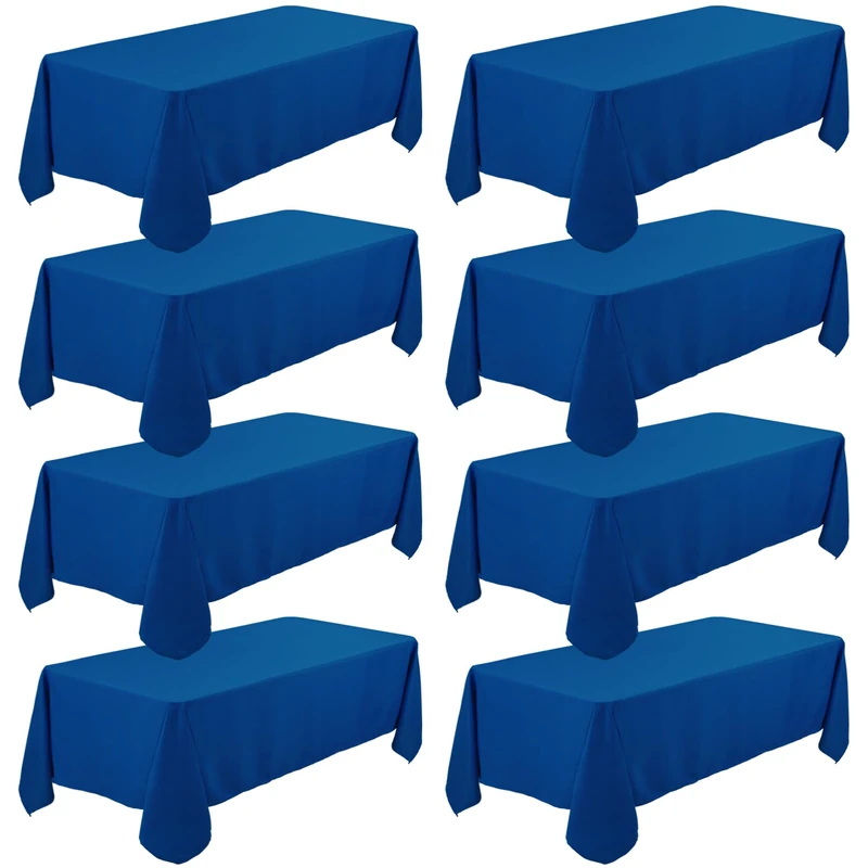 Fivenl 8 Pack Premium Royal Blue Tablecloth 60 x 126 Inch, Rectangle Table Clothes for 8 Foot Tables Washable Polyester Fabric Table Covers for Wedding Party Reception Banquet Buffet Restaurant