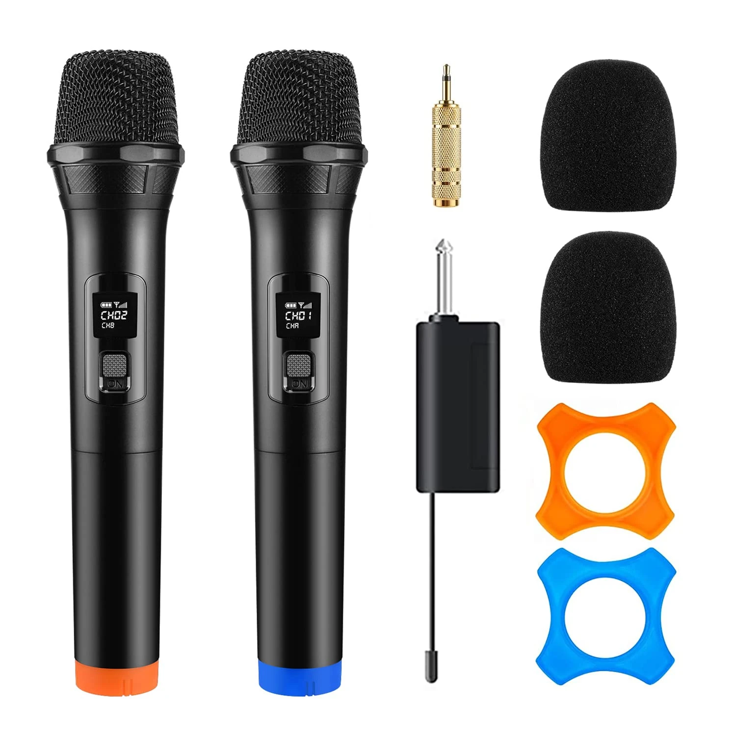 FerBuee Wireless Microphone Dual Professional Cordless Mic Handheld Microphone System for Amplifier, PA System, Karaoke, Meeting, Party, Church, Wedding (Light Black & Light Black)