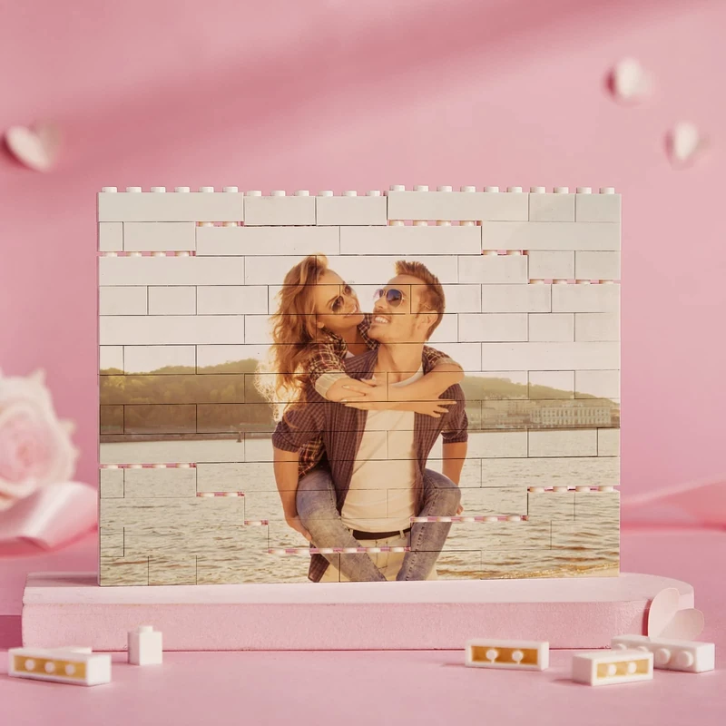 VEELU Personalized Horizontal Brick Photo Puzzle - Custom Photo Block