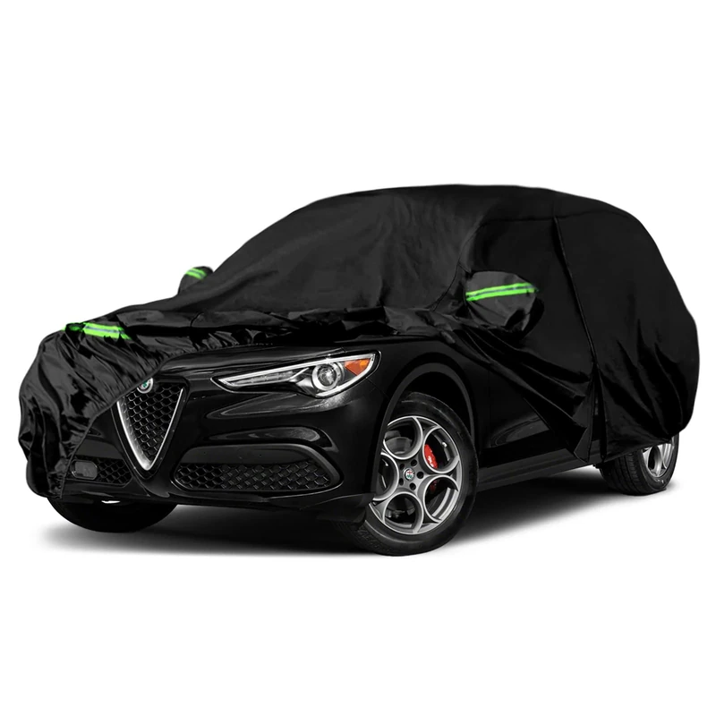 Waterproof Car Covers Replace for 2017-2022 Alfa Romeo Stelvio, 6 Layers All Weather Custom-fit Car Cover with Zipper Door & Windproof Bands for Snow Rain Dust Hail Protection (Stelvio)