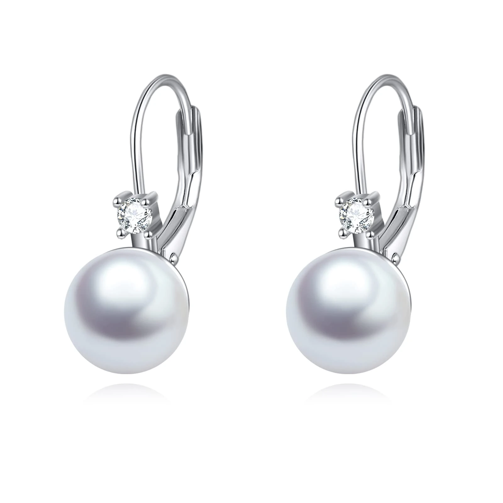 Pearl Earrings for Women 925 Sterling Silver Pearl Drop Earrings Pearl Jewellery Gifts for Girls (Pearl earrings D)