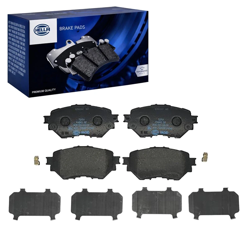 HELLA 8DB 355 032-091 Brake pad set - not prepared for wear warning indicator - T2701 - for e.g. MAZDA