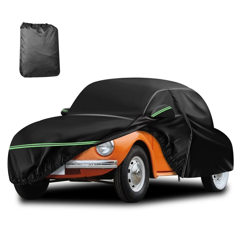 DTNESS for VW 1960-1980 Volkswagen Beetle Bug Sedan 2-Door Saloon Car Covers 210D Outdoor Waterproof UV, Custom-fit Protective Full Covers with Cotton Layer, Zipper Door, Reflective Strip, Storage Bag