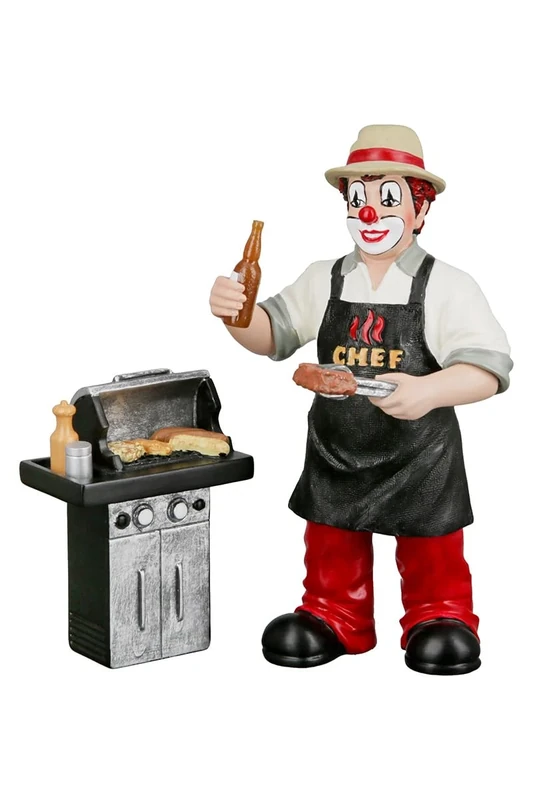 GILDE Clown Resin Chef's Grill, Barbecue Gift - Gift Decorative Figure and Collector's Item - Multicoloured, 15 cm High, 13 cm Wide, 7 cm Deep
