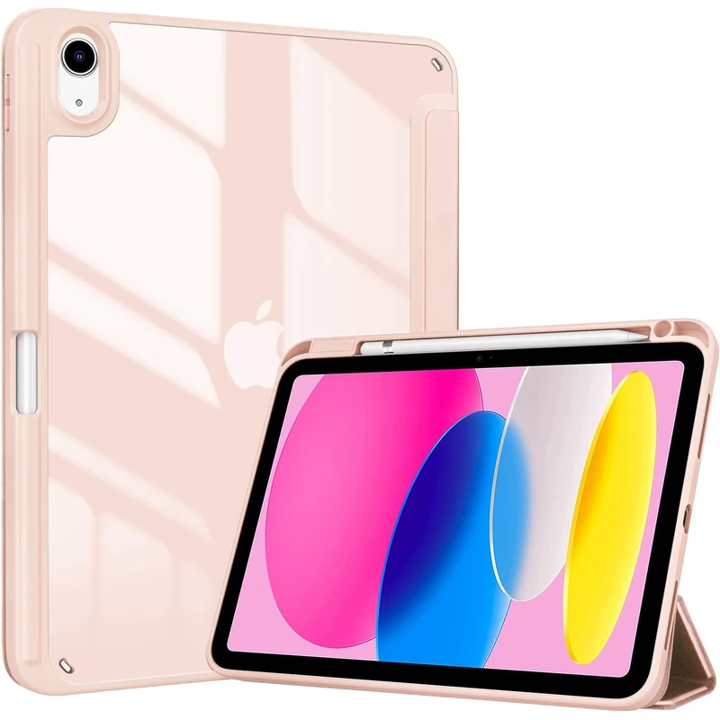 ProCase for iPad (A16) 11th Generation 11 Inch 2025/10th Generation 10.9 Inch 2022 Case with Pencil Holder, Hybrid iPad 11 10 Case with Clear Back, Supports Auto Wake/Sleep -Rosegold