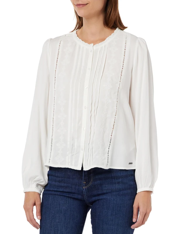 Pepe Jeans Women's Galena Blouse, White (Mousse), L