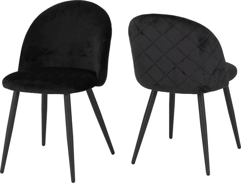 Seconique Marlow Dining Chair Set of 4 in Black Velvet