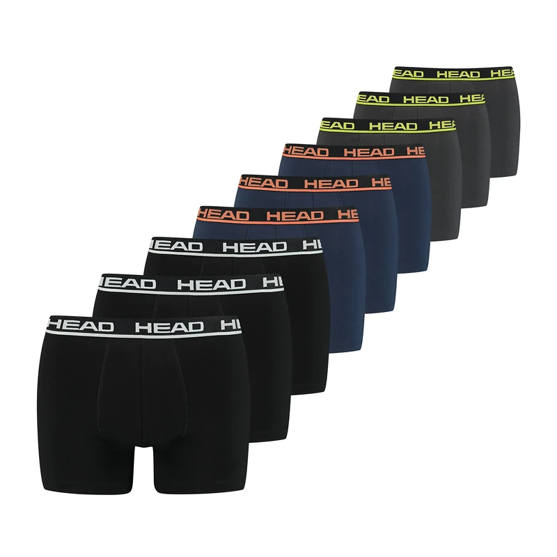 Head Men's Boxers (Pack of 9), Black/Blue/Grey, S