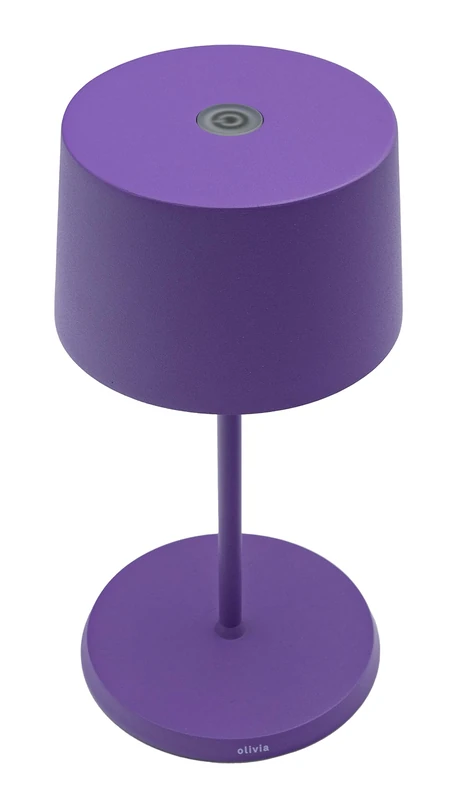 Zafferano, Olivia Mini Portable Rechargeable Table Lamp with Touch Control, Suitable for Living Room and Outdoor, Dimmer 2700-3000K, Height 22cm, Lilac