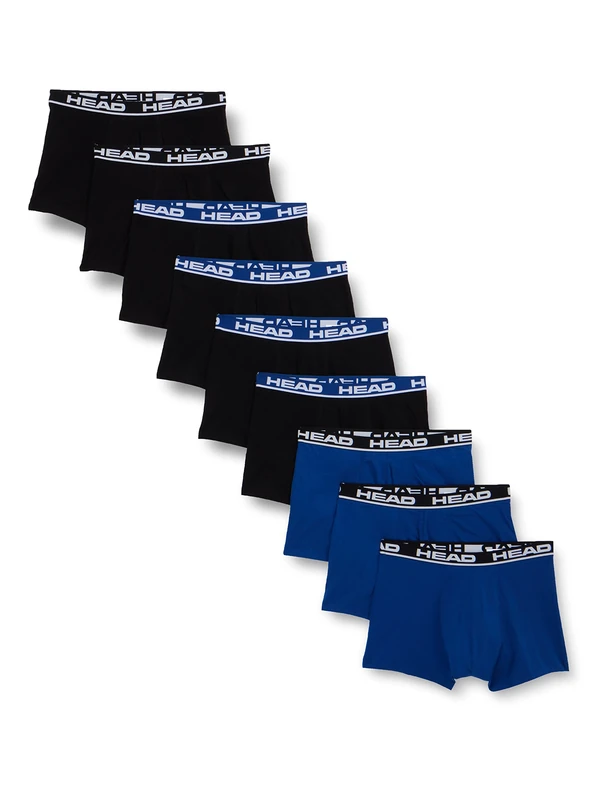 HEAD - Men Basic Boxer 9 pack - Size XL - black and blue - Super soft Cotton boxer with comfort elastic waistband