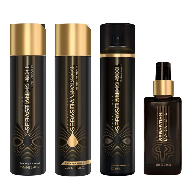 Sebastian Professional Dark Oil Shampoo, Conditioner, Styling Oil & Silkening Fragrant Mist, Smoothen & Nourish, For All Hair Types, 250ml, 95ml & 200ml