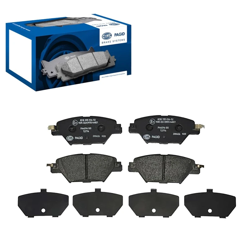 HELLA 8DB 355 036-521 Brake pad set - incl. wear warning contact - T2774 - for e.g. MAZDA - Image 1