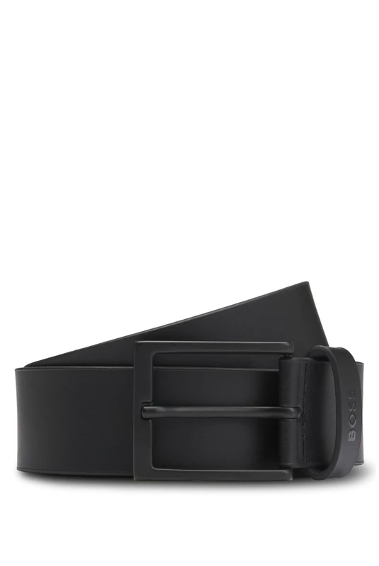 BOSS Men's Timon-Dig Sz35 Italian Leather Belt with Black Buckle, black2, 95