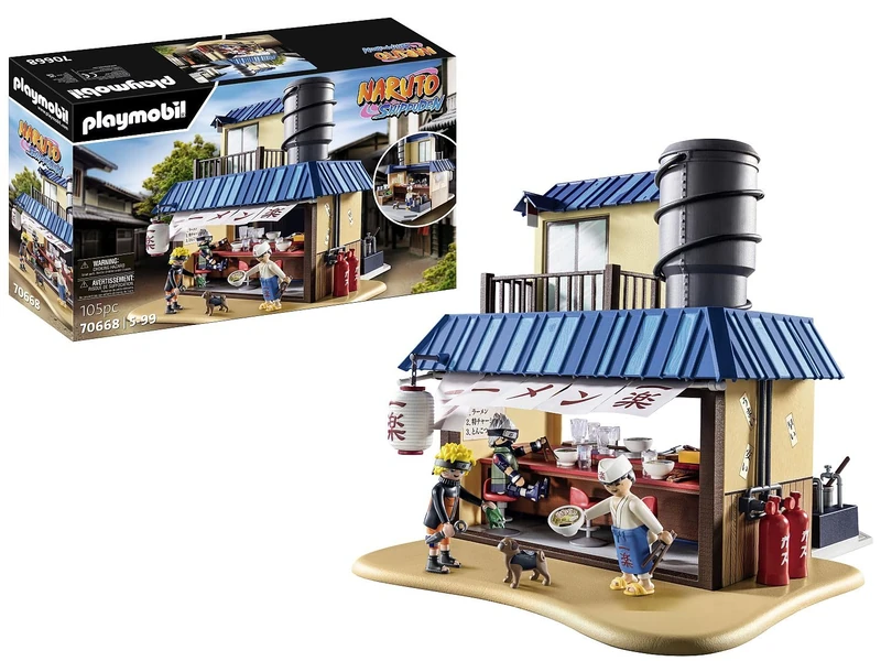 PLAYMOBIL 70668 NARUTO SHIPPUDEN Ichiraku Ramen Shop, Delicious dining experience at Ramen Shop with Naruto, Kakashi, Teuchi & Pakkun, anime, collectable playset suitable for children and fans ages 5+