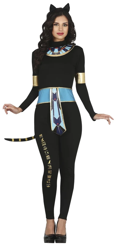 FIESTAS GUIRCA Egyptian Cat Costume - Cleopatra Jumpsuit Size M