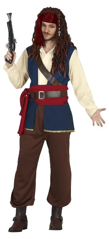 FIESTAS GUIRCA Pirate Captain Fancy Dress Costume - Hero of the Seven Seas Outfit for Men Size S - Image 1