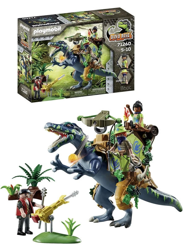 Playmobil 71260 Dino Rise Spinosaurus, attachable Dinosaur armour, large swivelling cannon, Fun Imaginative Role-Play, PlaySets Suitable for Ages 4+