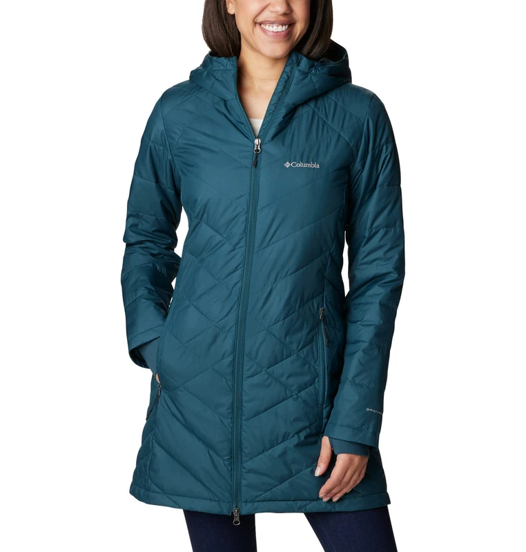 Columbia Women's Heavenly Long Hdd Jacket Hooded Puffer Jacket, Night Wave, Size S