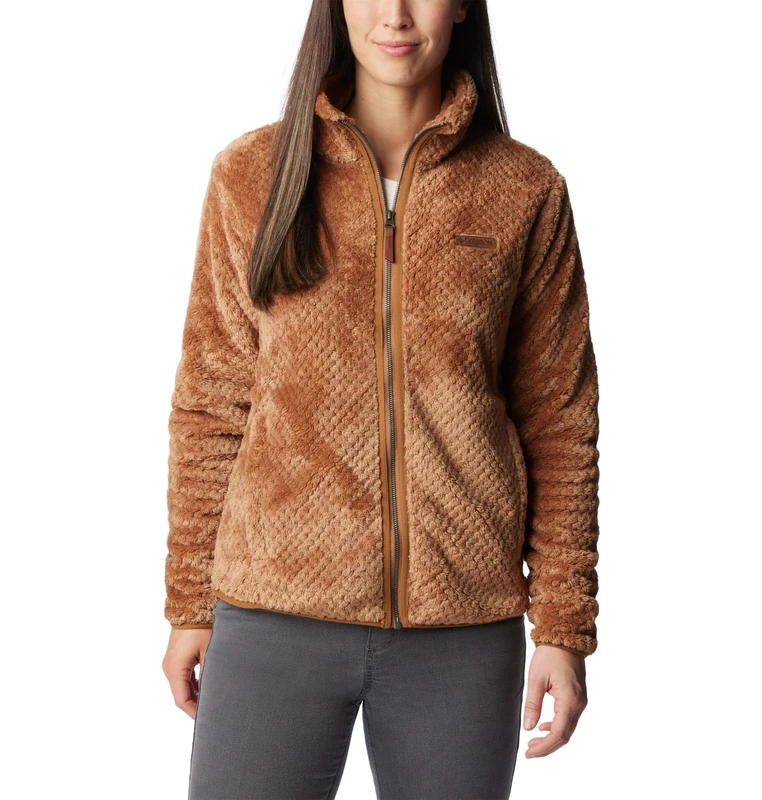 Columbia Women's Fire Side 2 Sherpa Full Zip Full Zip Fleece Jacket, Camel Brown, Size M