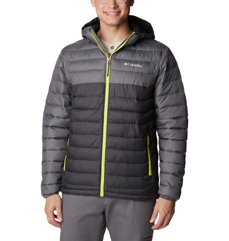 Columbia Men's Powder Lite Hooded Jacket, Hooded Puffer Jacket, Shark/City Grey, Size S