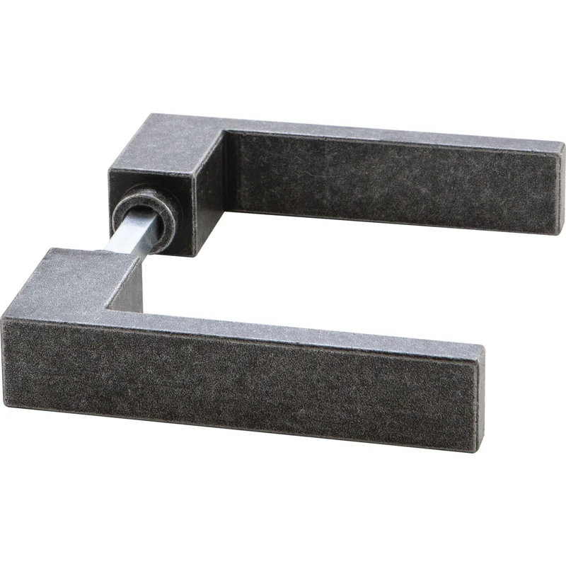 HALCÖ 0101.196.00.0.01.L+R Lech Door Handles Wrought Iron VK 8/8.5/8 mm, ÖNORM, Galvanised Iron Black, Silver