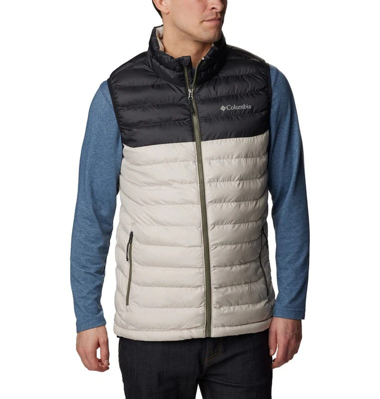 Columbia Men's Powder Lite Vest, Puffer Vest Body Warmer, Dark Stone/Shark, Size M