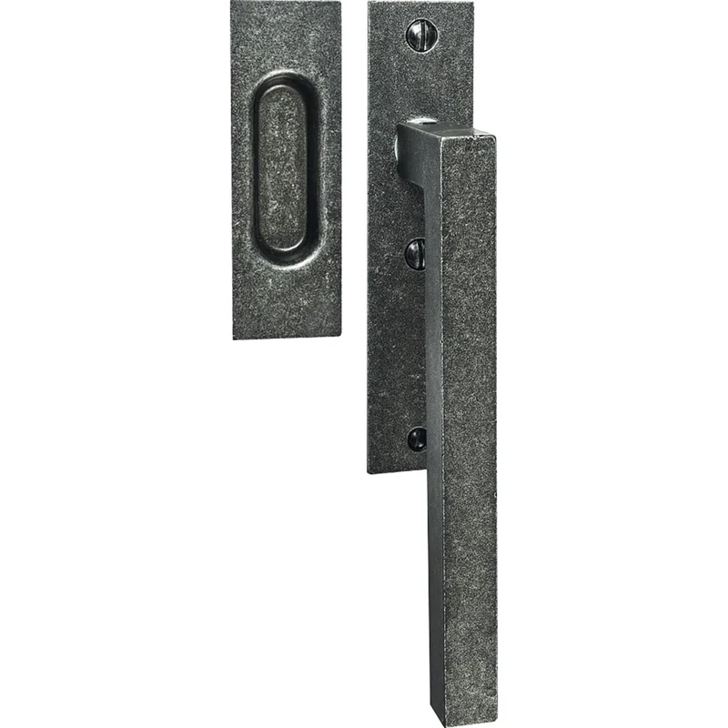 HALCÖ Lech 0104.007.00.0.01 Lifting Sliding Door Handle with Shell Handle (Inlet Handle) Made of Iron, Black Passivated, Silver