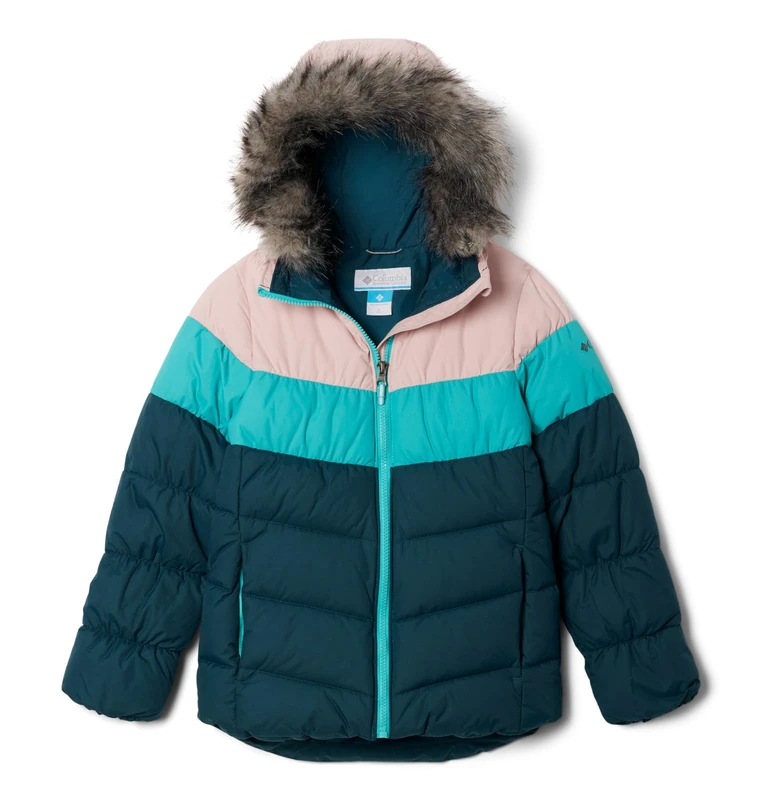 Columbia Girl's Arctic Blast Jacket, Ski Jacket, Night Wave/Bright Aqua/Dusty Pink, Size XL