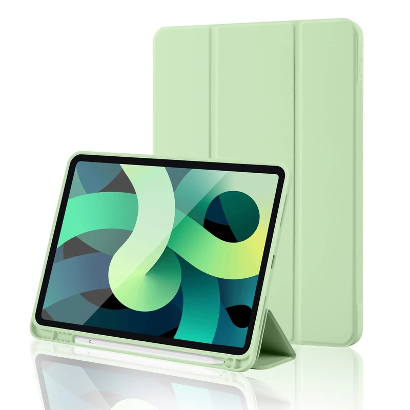 iPad (A16) 11th Generation Case 11 Inch 2025, iPad 10th Generation Case 2022 10.9 Inch with Pencil Holder, Soft TPU Back Slim Smart Protective Trifold Stand Cover, Auto Wake/Sleep, Matcha Green