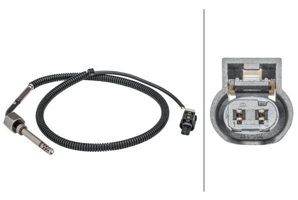 HELLA 6PT 358 181-411 Sensor, exhaust gas temperature - 2-pin connector - Bolted - Cable: 640mm