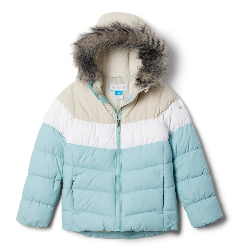 Columbia Girl's Arctic Blast Jacket, Ski Jacket, Aqua Haze/White/Dark Stone, Size XL