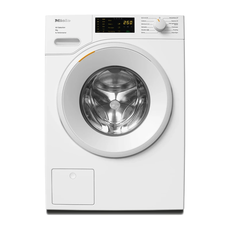 Miele WSD164 WCS 9 kg Washing Machine - Freestanding, Quiet Front-Loading Washer with 1400rpm Spin and CapDosing, in Lotus White