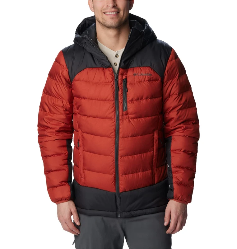 Columbia Men's Autumn Park Down Hooded Puffer Jacket, Warp Red, Shark, XXL