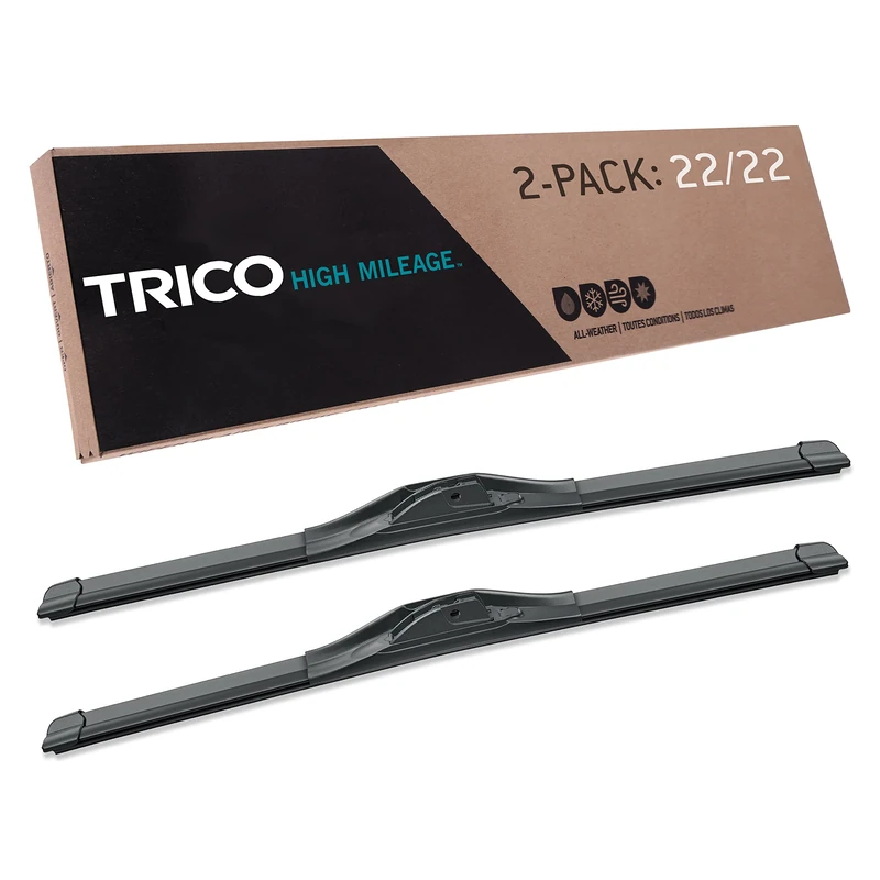 TRICO Solutions High Mileage 22 Inch Pack of 2 High Performance Automotive Replacement Windshield Wiper Blade for Select Chevrolet, GMC, Ram, Ford, Cadillac and Dodge Models (56-2222)