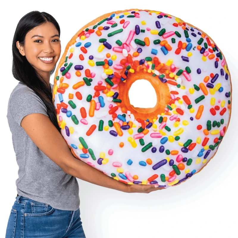 Much Comfort 31" 3D Sprinkle Donut Throw Pillow - Made with Super Soft & Ultra Premium Fabric - Cute, Comfortable, Plush Stuffed Doughnut Cake Cushion for Home Decor - Best Funny or Teen Gift - Large